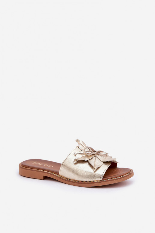 Čības ar ornamentiem Dabīgas ādas Zazoo 3667 Zelta krāsas