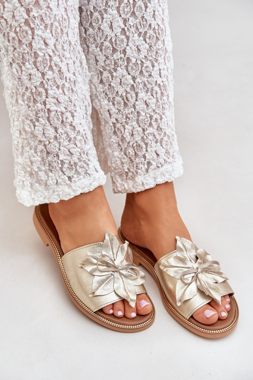 Čības ar ornamentiem Dabīgas ādas Zazoo 3667 Zelta krāsas