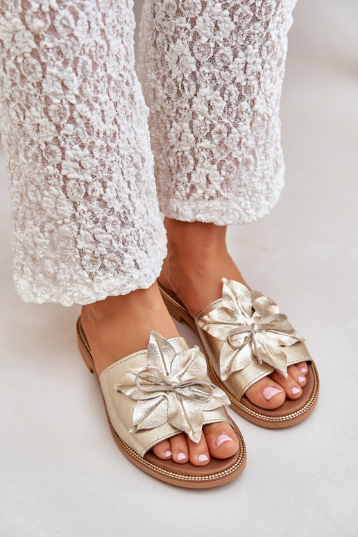 Čības ar ornamentiem Dabīgas ādas Zazoo 3667 Zelta krāsas