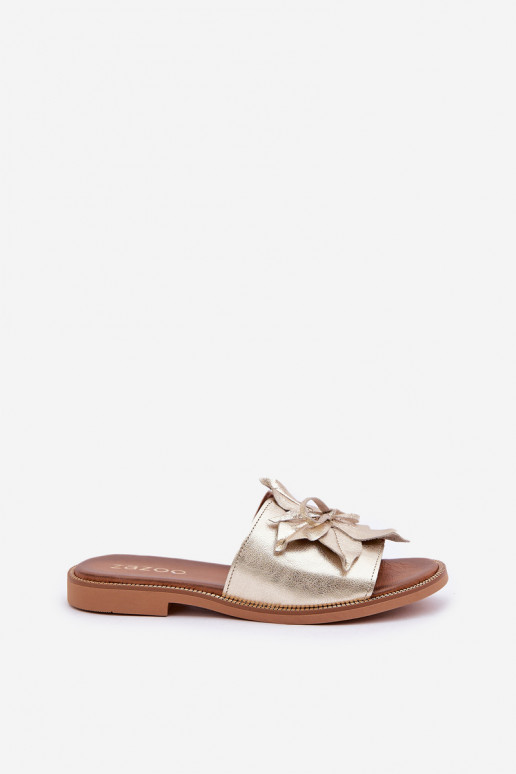 Čības ar ornamentiem Dabīgas ādas Zazoo 3667 Zelta krāsas