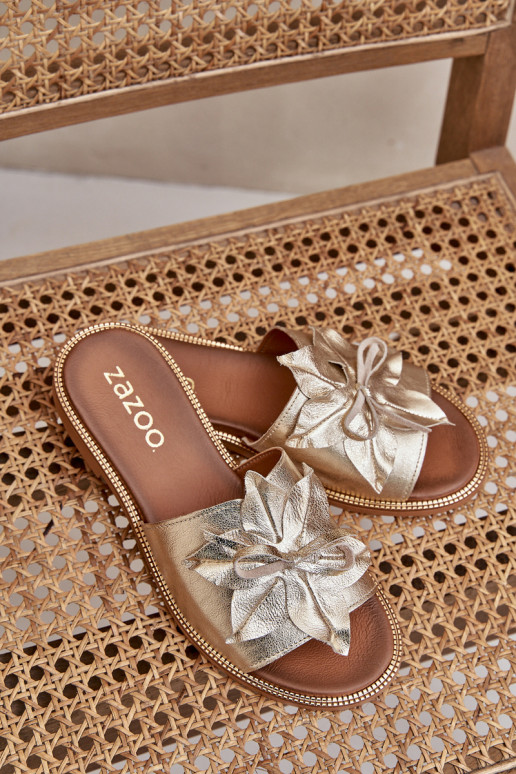 Čības ar ornamentiem Dabīgas ādas Zazoo 3667 Zelta krāsas