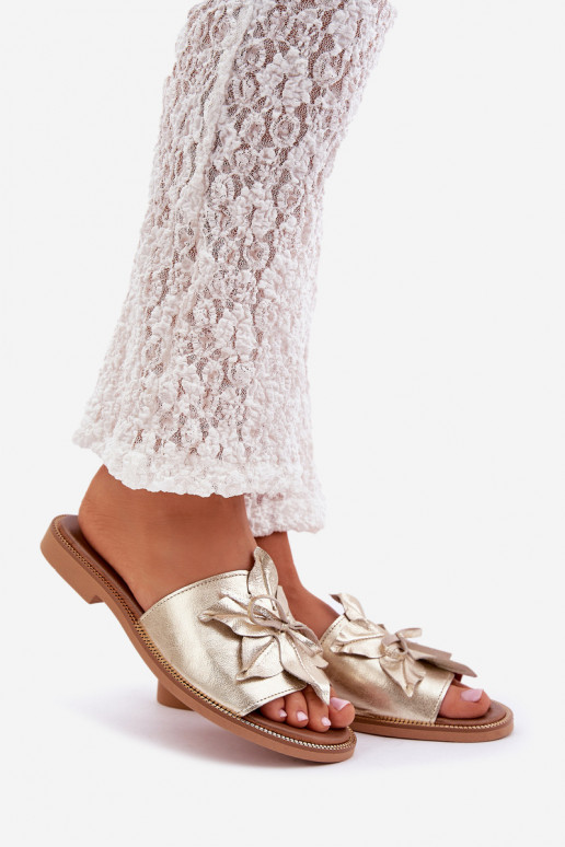 Čības ar ornamentiem Dabīgas ādas Zazoo 3667 Zelta krāsas