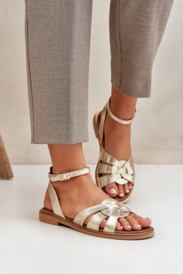 Sieviešu basenes Sieviešu ar platiem papēžiem Zazoo 3688 Zelta krāsas