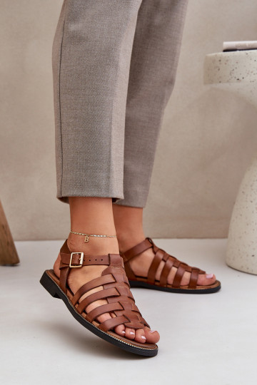 Sieviešu basenes ar platiem papēžiem Zazoo 3686 brūnas krāsas