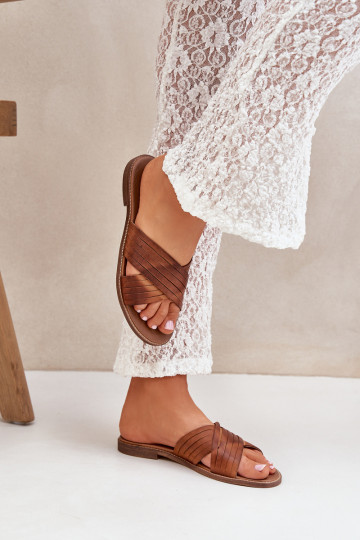 Sieviešu ādas čības LeĮskis Shoes 3682 brūnā krāsā