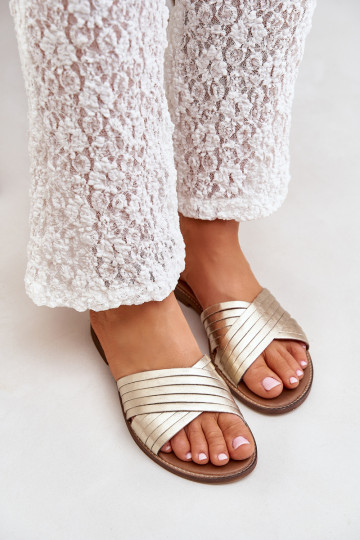 Moteru ādas čības LeĮskis Shoes 3682 zelta krāsā 2