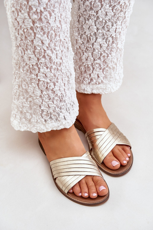 Āda Sieviešu Čības Ļevskis Shoes 3682 Zelta krāsas Āda Sieviešu Čības Ļevskis Shoes 3682 Zelta krāsas