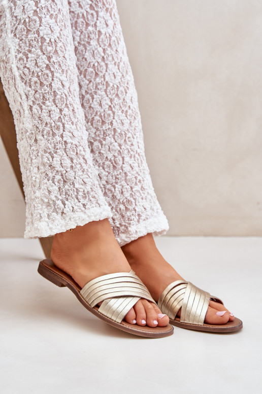 Āda Sieviešu Čības Ļevskis Shoes 3682 Zelta krāsas Āda Sieviešu Čības Ļevskis Shoes 3682 Zelta krāsas