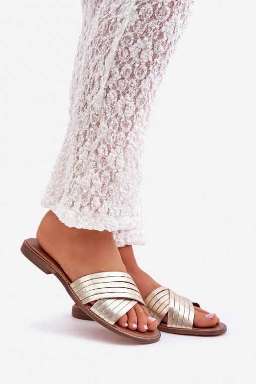 Āda Sieviešu Čības Ļevskis Shoes 3682 Zelta krāsas Āda Sieviešu Čības Ļevskis Shoes 3682 Zelta krāsas