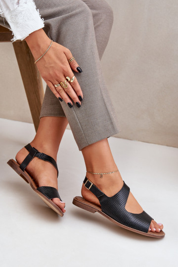 Sieviešu basenes ar sprādzītēm Ar reljefu Ļevskis 3041 melnas krāsas