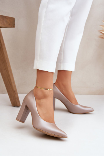 Satīna auduma apavi LeĮskis Shoes 2453 smilšu krāsā 2
