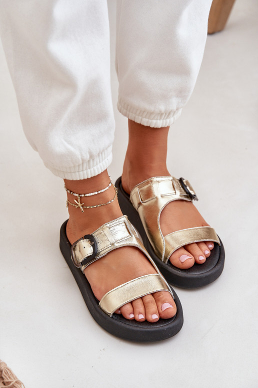 Čibas no dabīgas ādas Sieviešu ar platformu Zazoo 3024 Zelta krāsas Čibas no dabīgas ādas Sieviešu ar platformu Zazoo 3024 Zelta krāsas