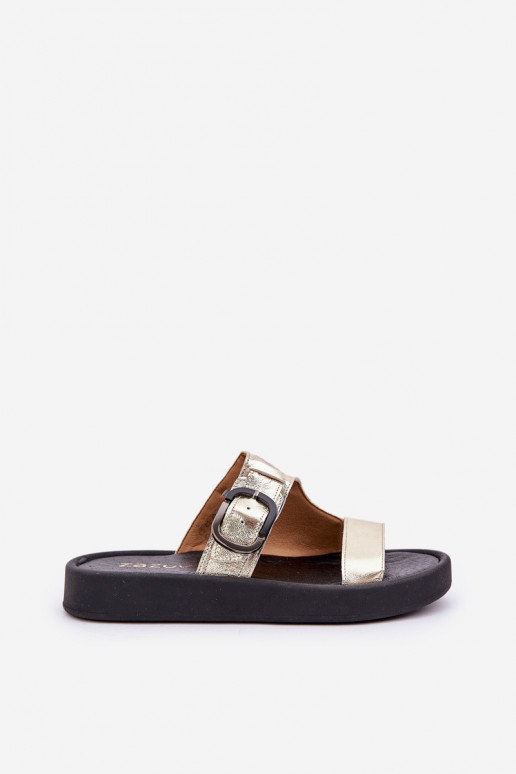 Čibas no dabīgas ādas Sieviešu ar platformu Zazoo 3024 Zelta krāsas Čibas no dabīgas ādas Sieviešu ar platformu Zazoo 3024 Zelta krāsas