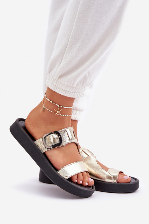 Čibas no dabīgas ādas Sieviešu ar platformu Zazoo 3024 Zelta krāsas Čibas no dabīgas ādas Sieviešu ar platformu Zazoo 3024 Zelta krāsas