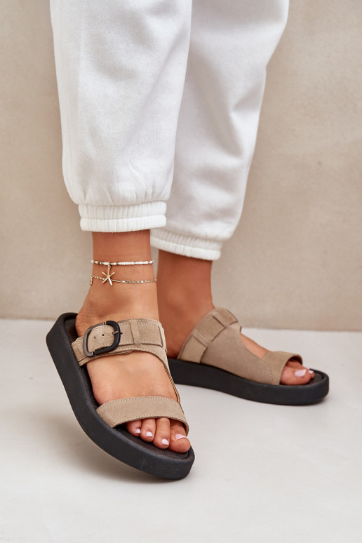 sieviešu zamšādas čības ar platformu Zazoo 3024 smilšu krāsas sieviešu zamšādas čības ar platformu Zazoo 3024 smilšu krāsas