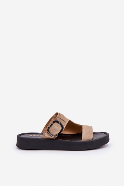 sieviešu zamšādas čības ar platformu Zazoo 3024 smilšu krāsas sieviešu zamšādas čības ar platformu Zazoo 3024 smilšu krāsas