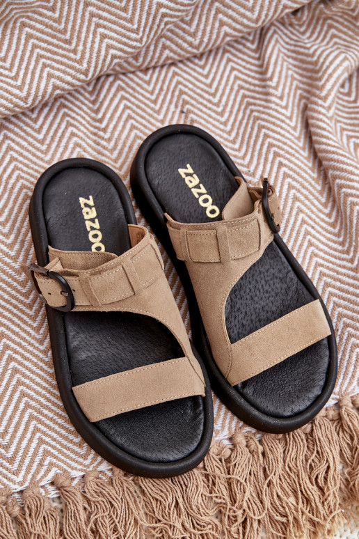 sieviešu zamšādas čības ar platformu Zazoo 3024 smilšu krāsas sieviešu zamšādas čības ar platformu Zazoo 3024 smilšu krāsas