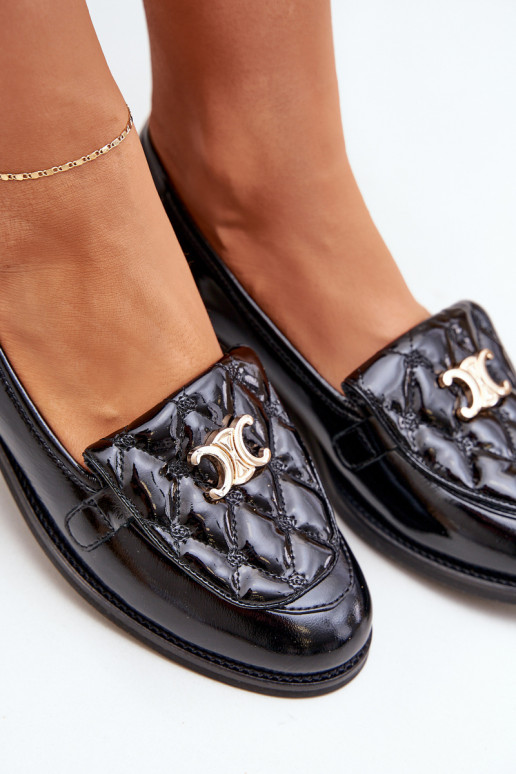 Āda Lakoti mokasīni Ar zelta rotājumu Laura Messi 2927 melnas krāsas Āda Lakoti mokasīni Ar zelta rotājumu Laura Messi 2927 melnas krāsas