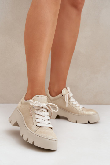 Sneakers modeļa apavi sporta apavi ar platformu CheBello 4632 Zelta krāsas 2