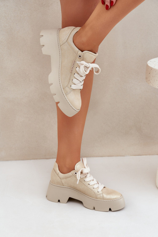 Sneakers modeļa apavi sporta apavi ar platformu CheBello 4632 Zelta krāsas Sneakers modeļa apavi sporta apavi ar platformu CheBello 4632 Zelta krāsas