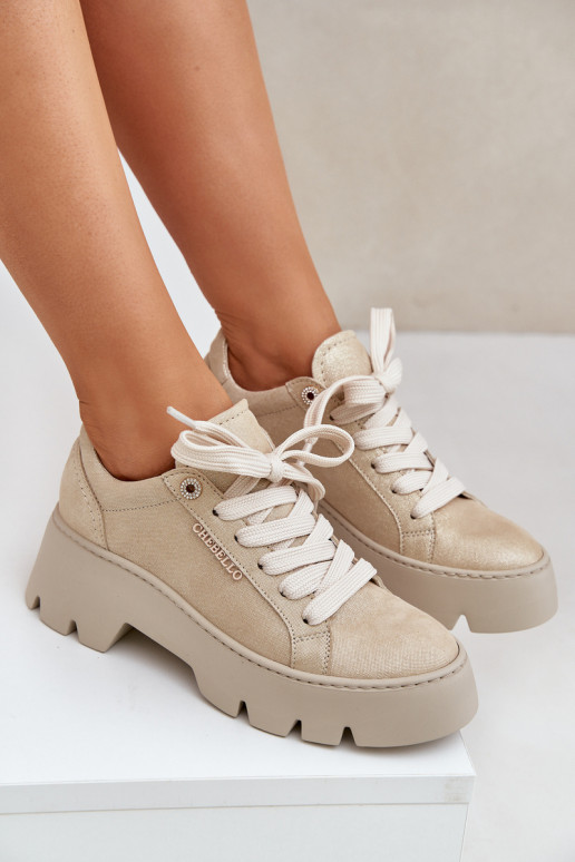 Sneakers modeļa apavi sporta apavi ar platformu CheBello 4632 Zelta krāsas Sneakers modeļa apavi sporta apavi ar platformu CheBello 4632 Zelta krāsas