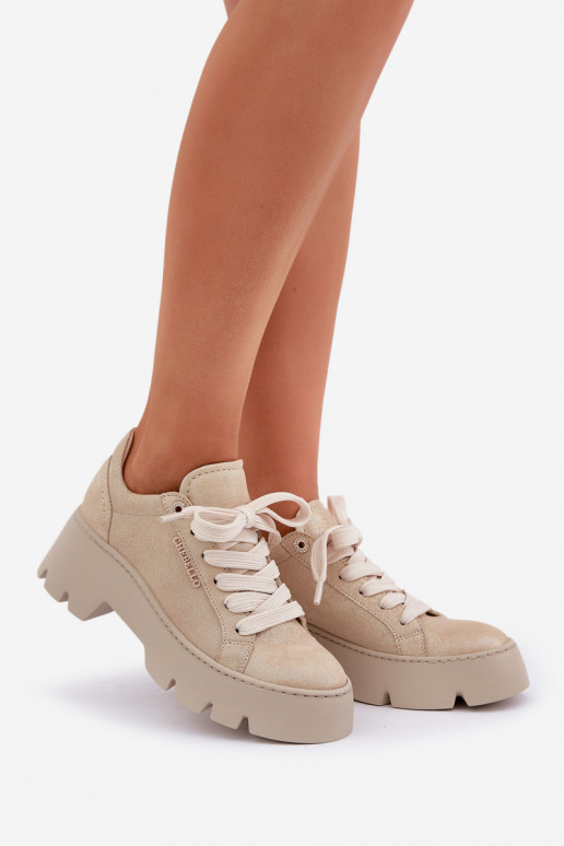 Sneakers modeļa apavi sporta apavi ar platformu CheBello 4632 Zelta krāsas Sneakers modeļa apavi sporta apavi ar platformu CheBello 4632 Zelta krāsas