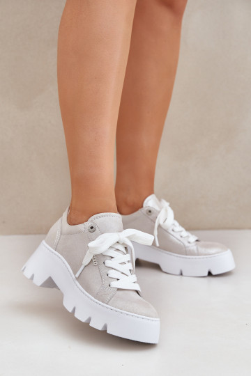 Sneakers modeļa apavi sporta apavi ar platformu CheBello 4632 Sudraba krāsas 2