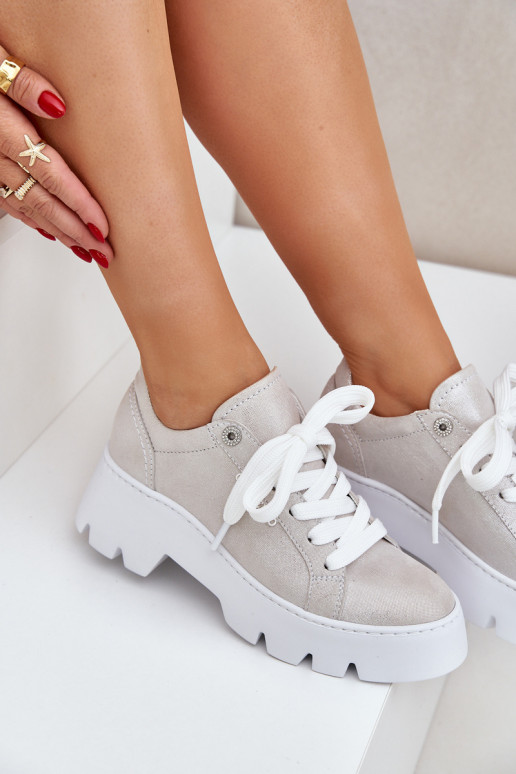 Sneakers modeļa apavi sporta apavi ar platformu CheBello 4632 Sudraba krāsas Sneakers modeļa apavi sporta apavi ar platformu CheBello 4632 Sudraba krāsas