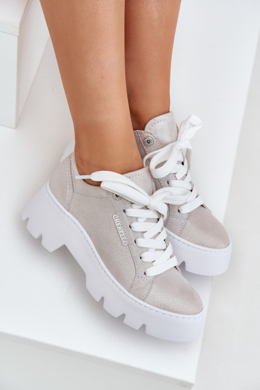 Sneakers modeļa apavi sporta apavi ar platformu CheBello 4632 Sudraba krāsas Sneakers modeļa apavi sporta apavi ar platformu CheBello 4632 Sudraba krāsas