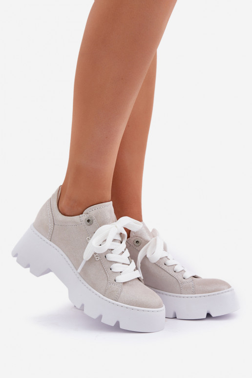 Sneakers modeļa apavi sporta apavi ar platformu CheBello 4632 Sudraba krāsas Sneakers modeļa apavi sporta apavi ar platformu CheBello 4632 Sudraba krāsas