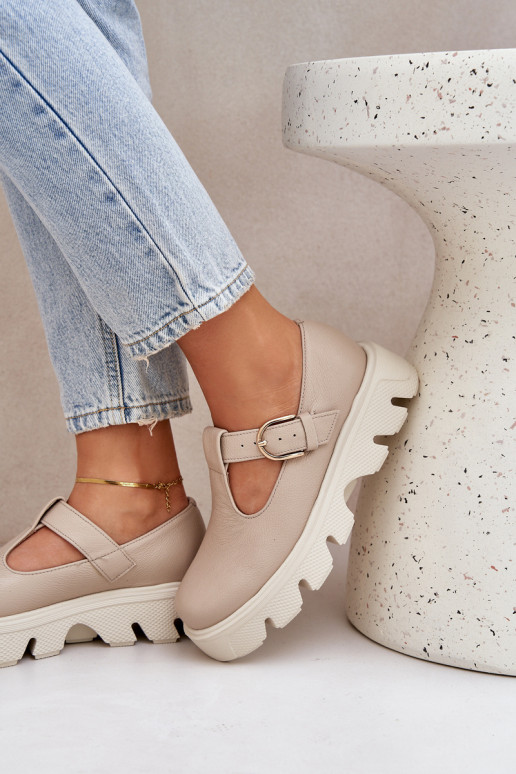 Āda apavi ar sprādzēm Zazoo 20183 smilšu krāsas Āda apavi ar sprādzēm Zazoo 20183 smilšu krāsas