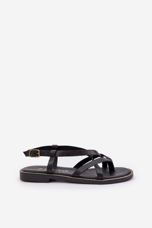 Āda līdzenas zoles basenesPrzeplatającymi Się Paseczkami Zazoo 40429 melnas krāsas Āda līdzenas zoles basenesPrzeplatającymi Się Paseczkami Zazoo 40429 melnas krāsas