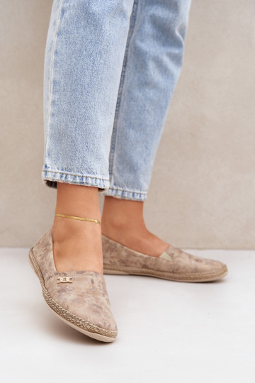 Eleganta stila Zamšādas espadrilles ar puķītēm Sieviešu Zazoo 10177 smilšu krāsas 2