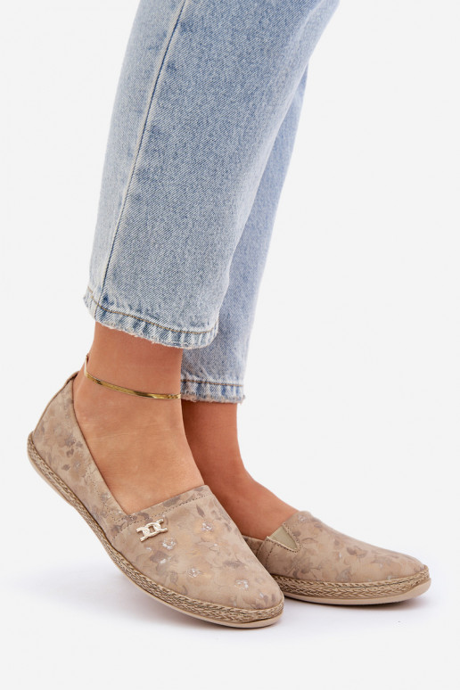 Eleganta stila Zamšādas espadrilles ar puķītēm Sieviešu Zazoo 10177 smilšu krāsas Eleganta stila Zamšādas espadrilles ar puķītēm Sieviešu Zazoo 10177 smilšu krāsas