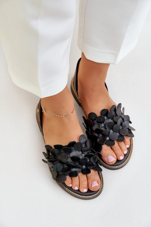 Sieviešu basenes ar platiem papēžiem Zazoo 40425 melnas krāsas Sieviešu basenes ar platiem papēžiem Zazoo 40425 melnas krāsas