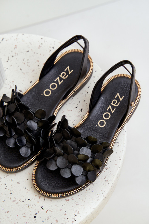 Sieviešu basenes ar platiem papēžiem Zazoo 40425 melnas krāsas Sieviešu basenes ar platiem papēžiem Zazoo 40425 melnas krāsas