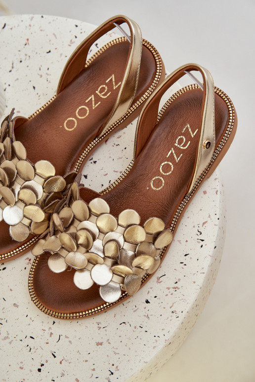 Sieviešu basenes ar platiem papēžiem Zazoo 40425 Zelta krāsas