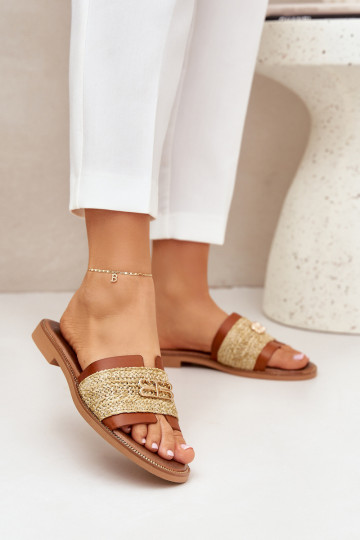 Čibas no dabīgas ādas Ar greznu Detalem I Plecionką Zazoo 40426 brūnas krāsas 2