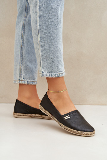 Eleganta stila Espadrilles Sieviešu Zazoo 10177 melnas krāsas