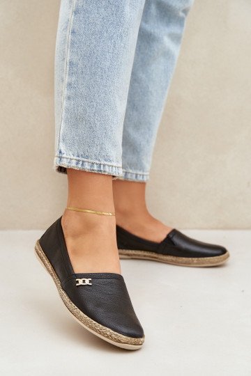 Eleganta stila Espadrilles Sieviešu Zazoo 10177 melnas krāsas 2