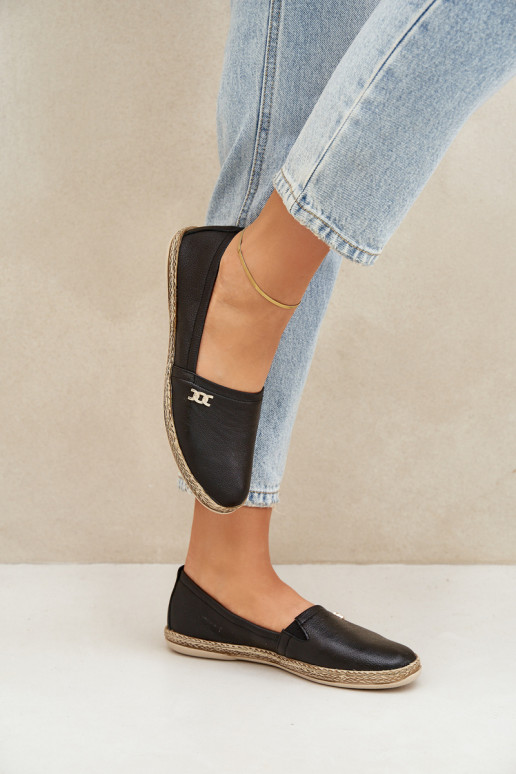 Eleganta stila Espadrilles Sieviešu Zazoo 10177 melnas krāsas