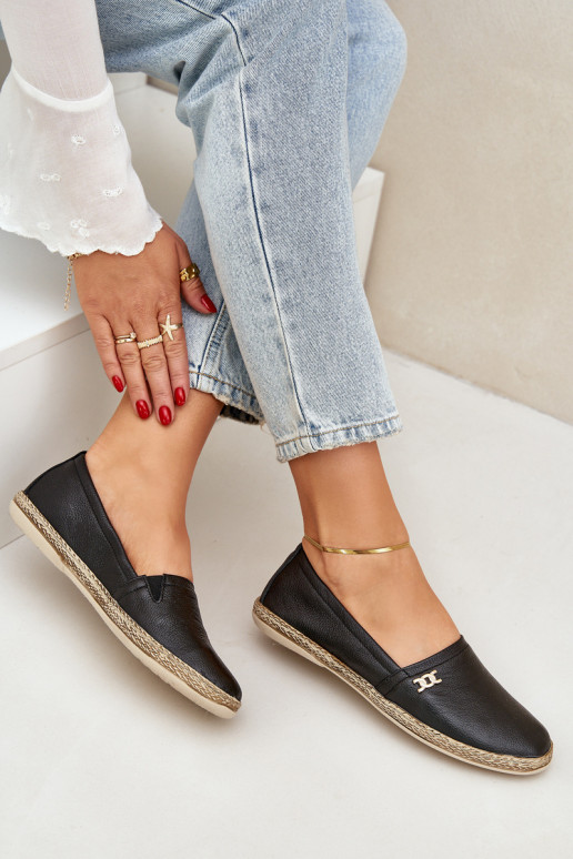 Eleganta stila Espadrilles Sieviešu Zazoo 10177 melnas krāsas