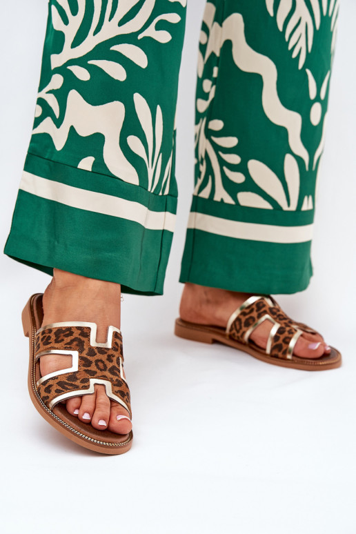 Āda zempapēžu Čības ar leoparda kažokādas rakstu Zazoo 40383 brūnas krāsas