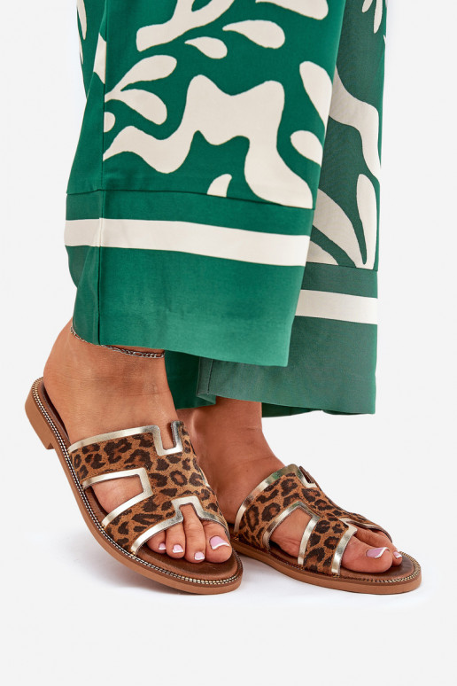 Āda zempapēžu Čības ar leoparda kažokādas rakstu Zazoo 40383 brūnas krāsas