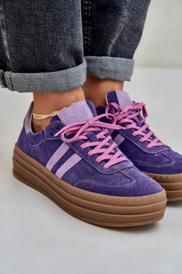 Zazoo N1068S4 zamša sporta modeļa apavi ar platformu tumši violetā krāsā