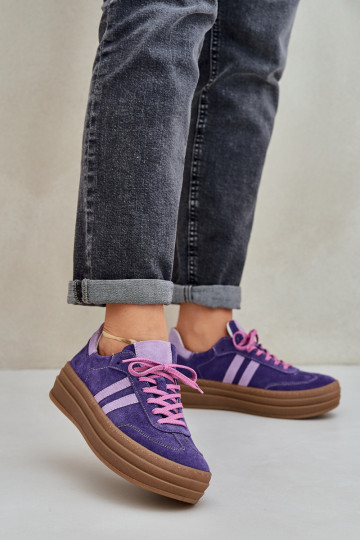 Zazoo N1068S4 zamša sporta modeļa apavi ar platformu tumši violetā krāsā 2