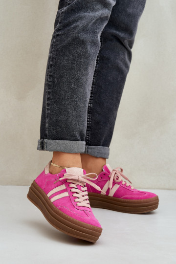 Zazoo N1068S4 Sneakers modeļa apavi ar platformu rozā krāsas