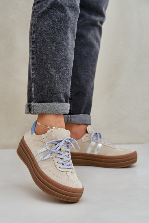 Zazoo N1068S4 Sneakers modeļa apavi ar platformu smilšu krāsas Zazoo N1068S4 Sneakers modeļa apavi ar platformu smilšu krāsas