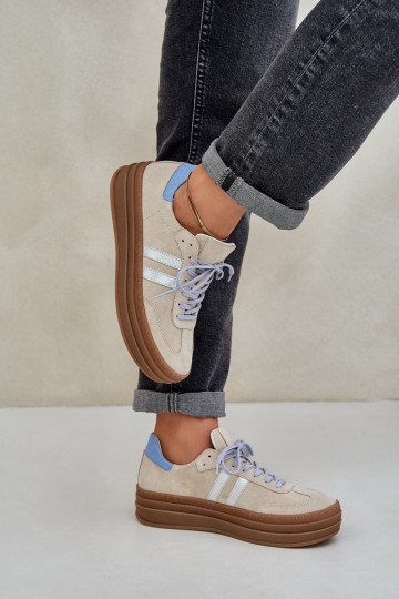 Zazoo N1068S4 Sneakers modeļa apavi ar platformu smilšu krāsas 2