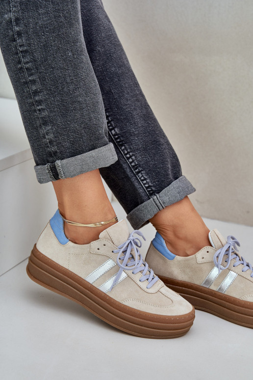 Zazoo N1068S4 Sneakers modeļa apavi ar platformu smilšu krāsas Zazoo N1068S4 Sneakers modeļa apavi ar platformu smilšu krāsas